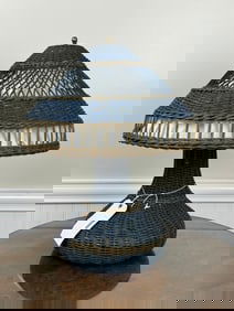 Wicker Painted Table Lamp