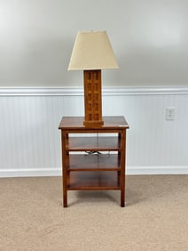 Stickley Oak Side Table & Oak Table Lamp