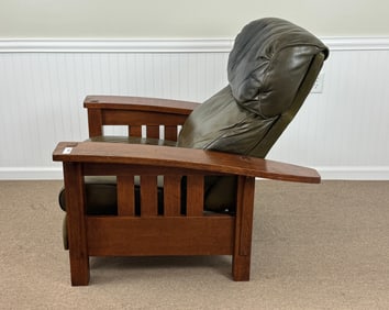 Stickley Bow Arm Leather Recliner