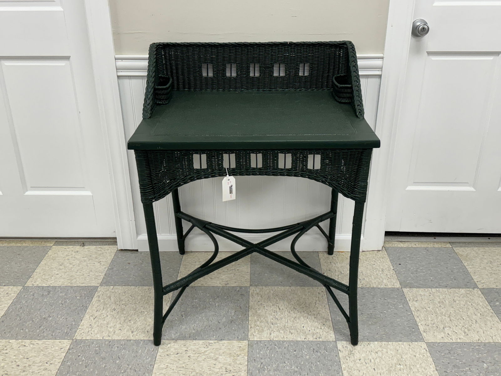 Wicker 1920s Postcard Desk: 28" x 22" x 36"
