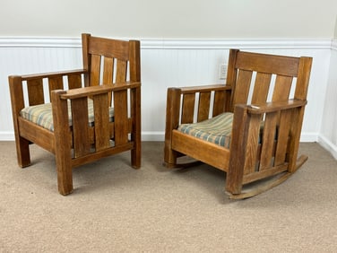 Early Mission Arm Chair and Rocker