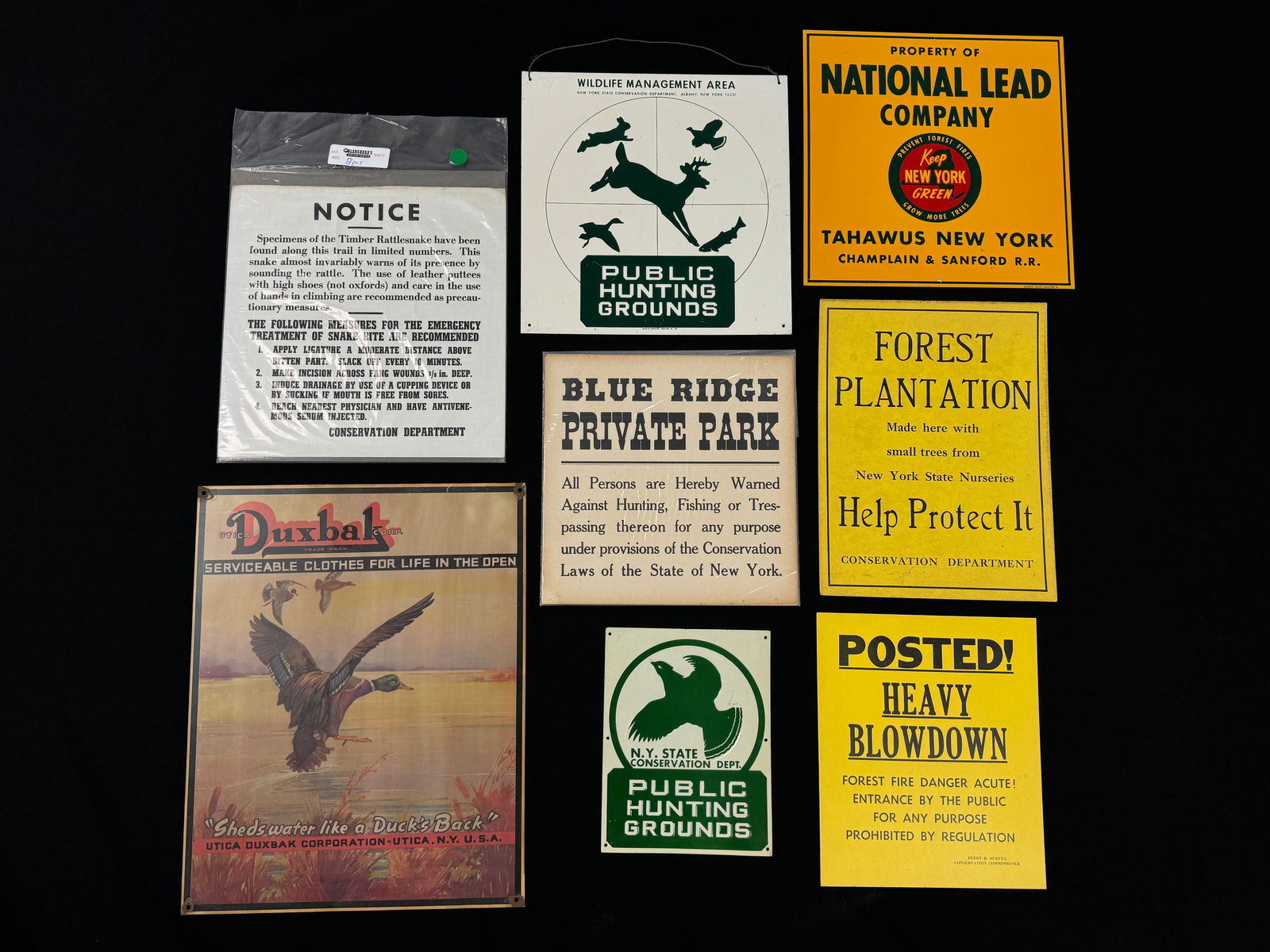 Group of Tin & Cardboard Conservation Signs (1 of 2)