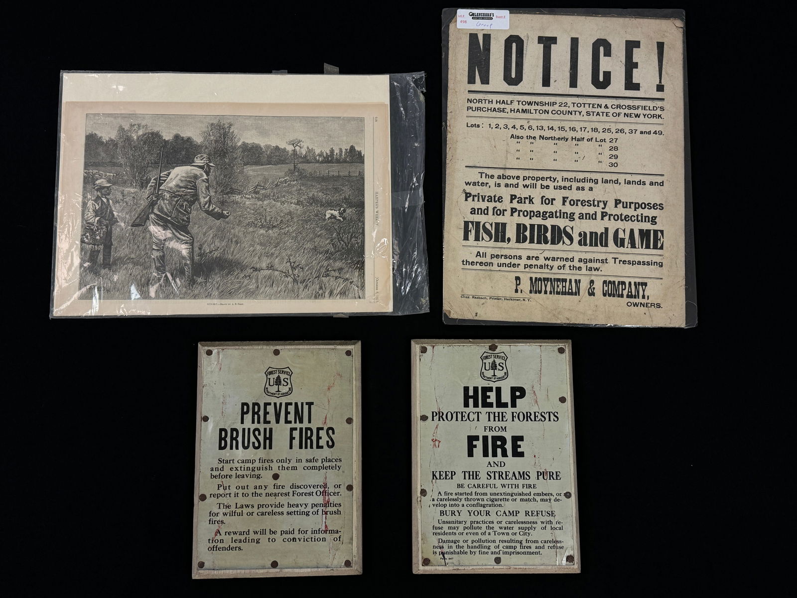 2 Tin Forest Fire Signs & Cloth Forestry Notice (1 of 4)