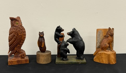 4 Folk Art Wood Carvings