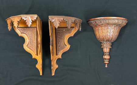 3 Walnut Wall Shelves