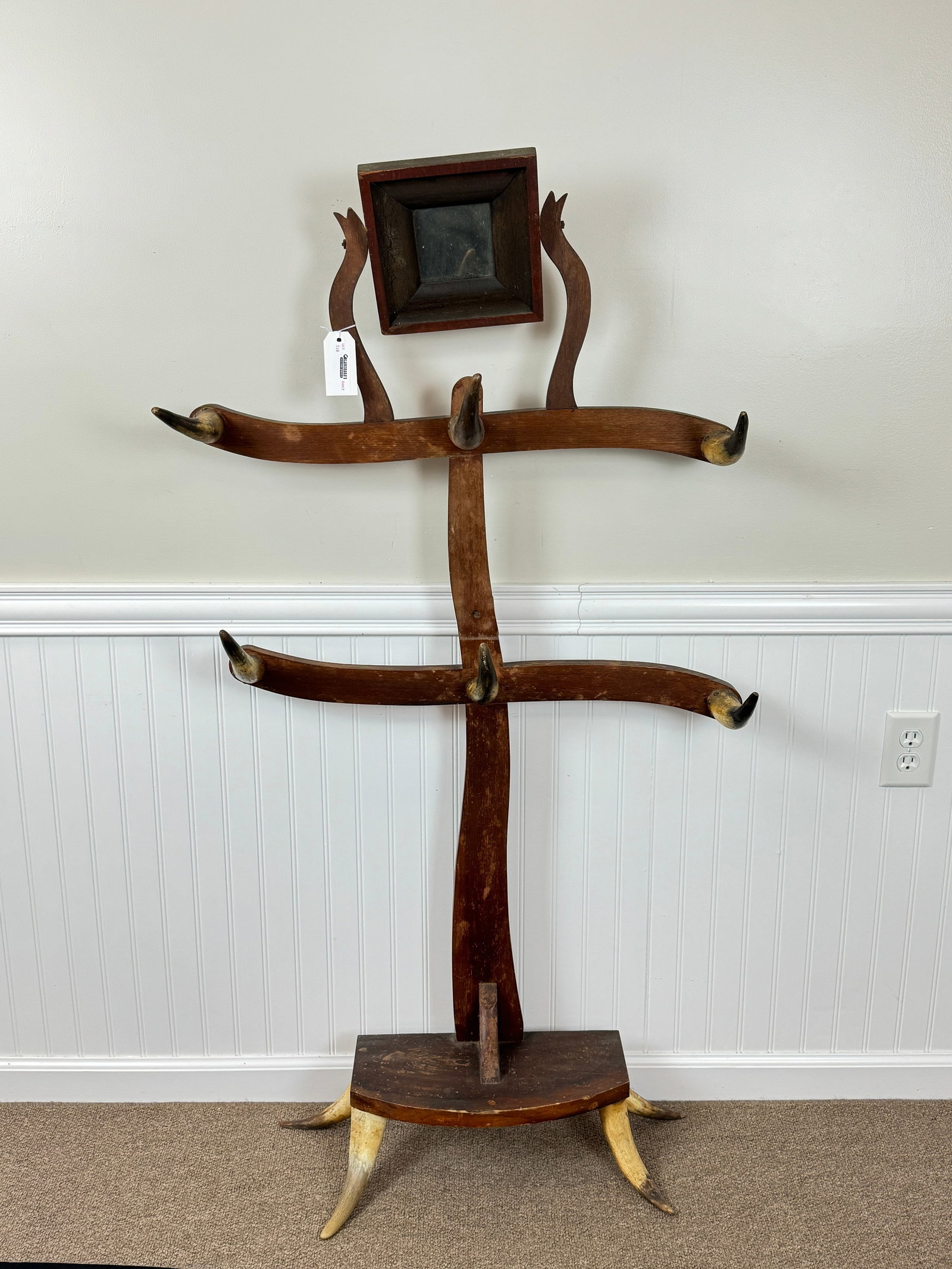 Western Cow Horn Coat Tree: as found condition. 57" tall