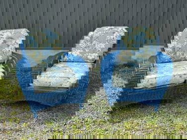 Wicker Art Deco Arm Chairs