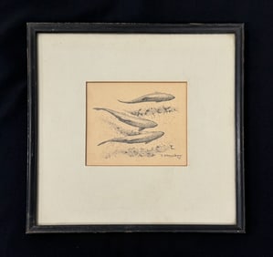 Framed Brayshaw "3 Steelhead" Pen & Ink