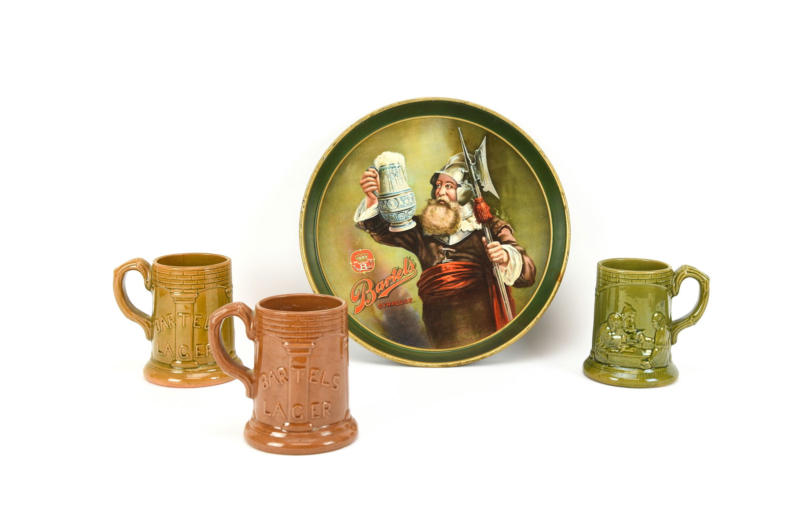 Bartels Beer Advertising Tray & 3 Lager Mugs (1 of 2)