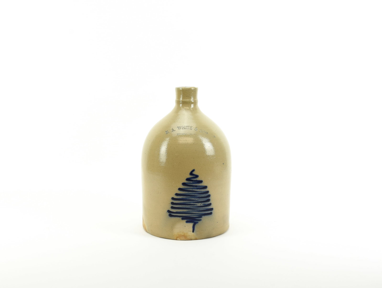 N.A. White & Son Decorated Stoneware Jug: 1 gallon, solid and in good condition.