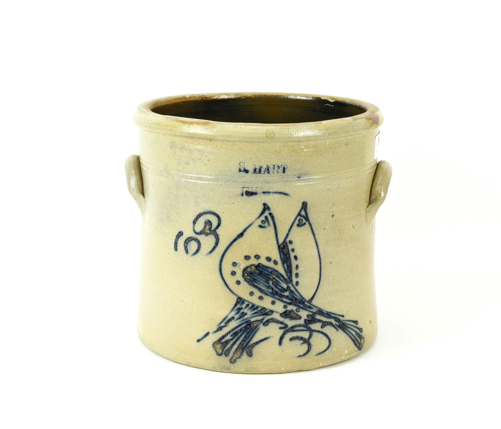 S. Hart Cobalt Love Bird Decorated 3 Gallon Crock (1 of 5)