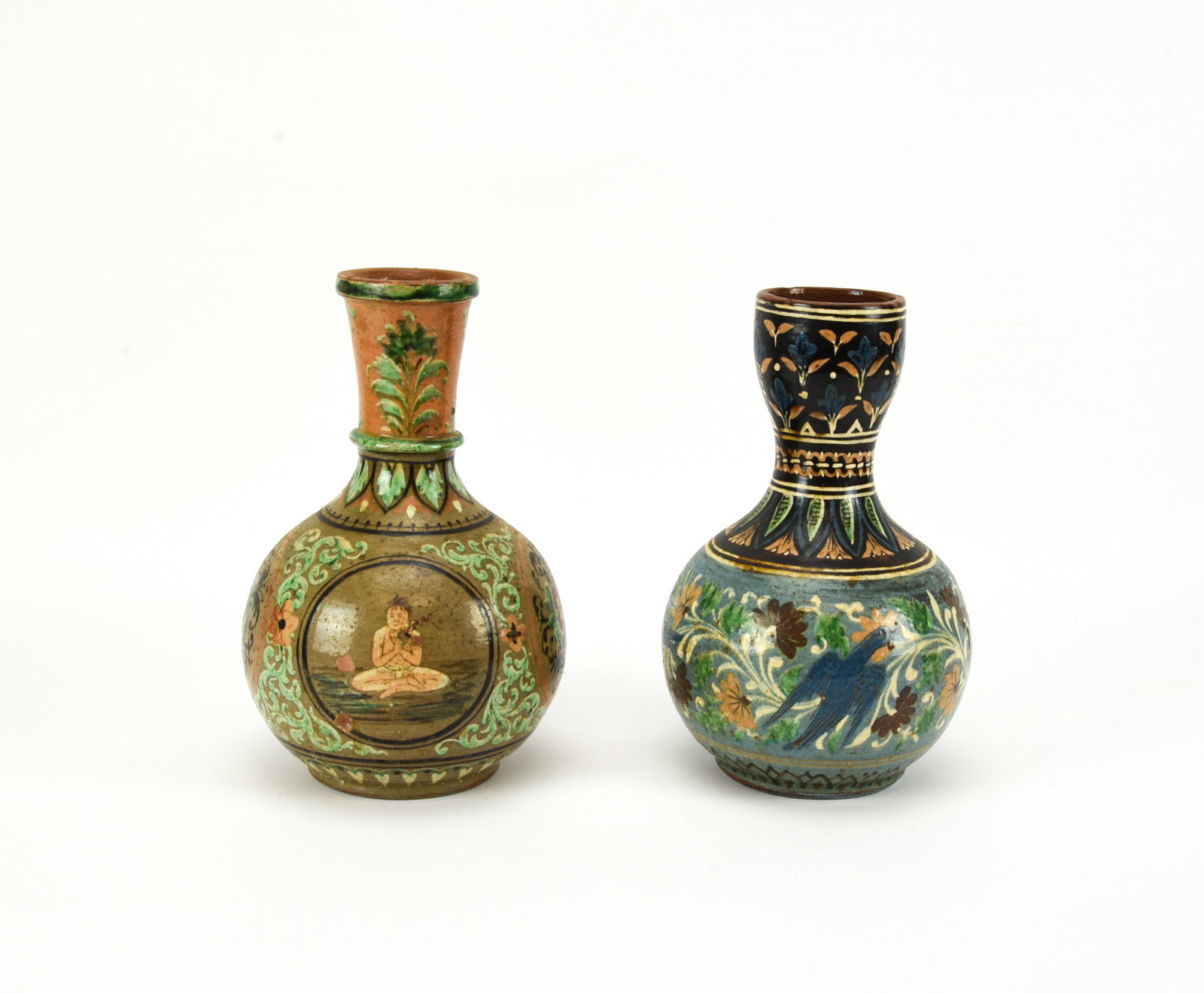 2 Redware Hand Painted Glazed Vases (1 of 6)