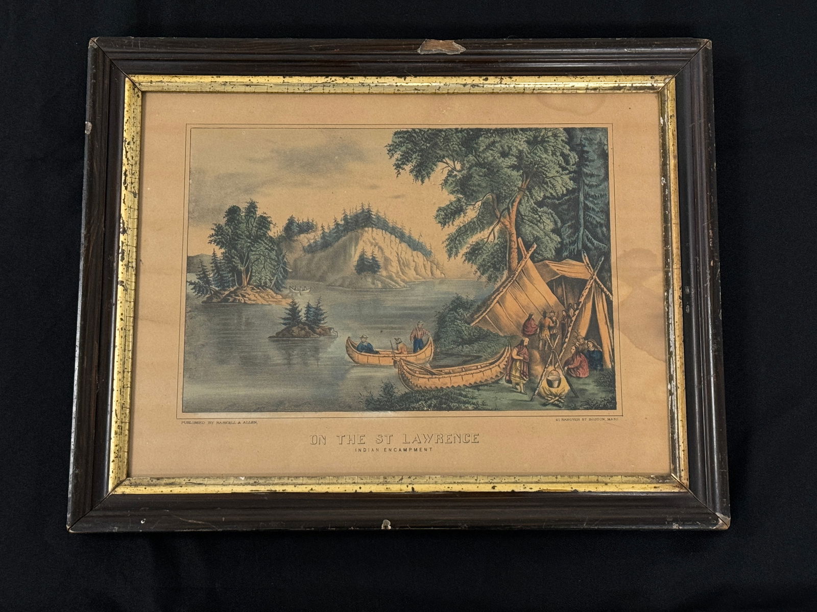 "On the St. Lawrence, Indian Encampment" Litho (1 of 5)