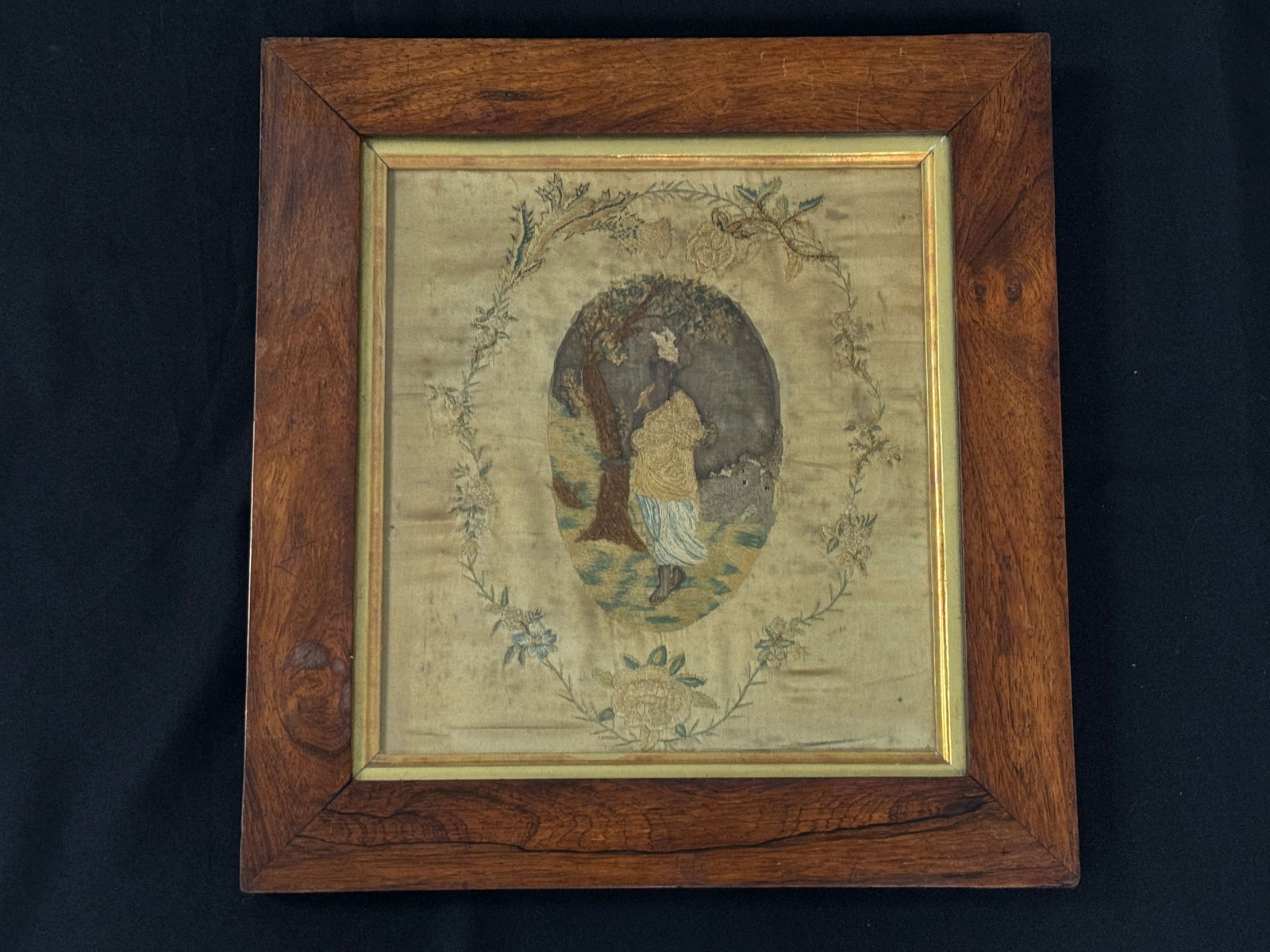 Silk Framed Figural Embroidery (1 of 3)