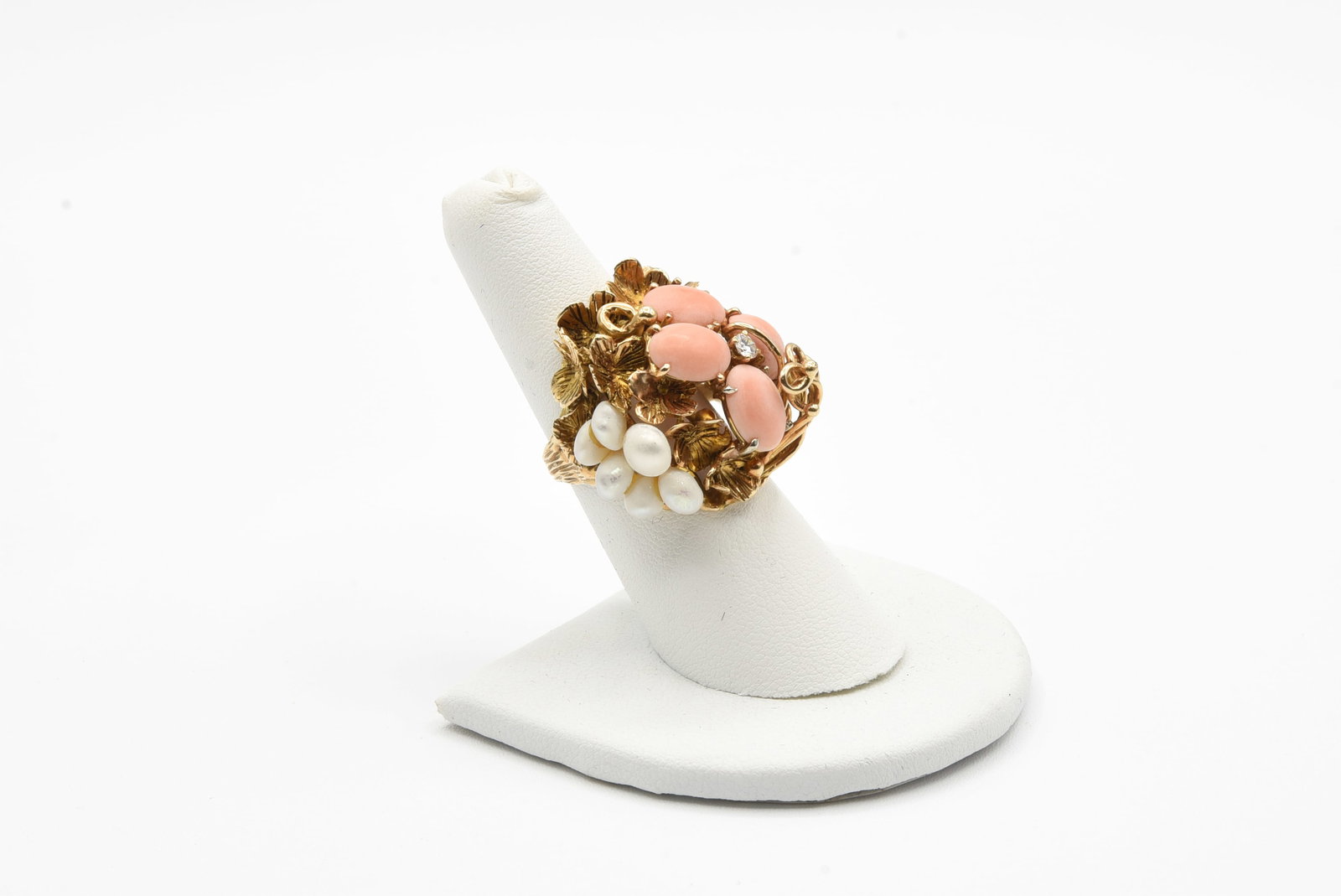 Coral & Freshwater Pearl Fashion Ring (1 of 6)