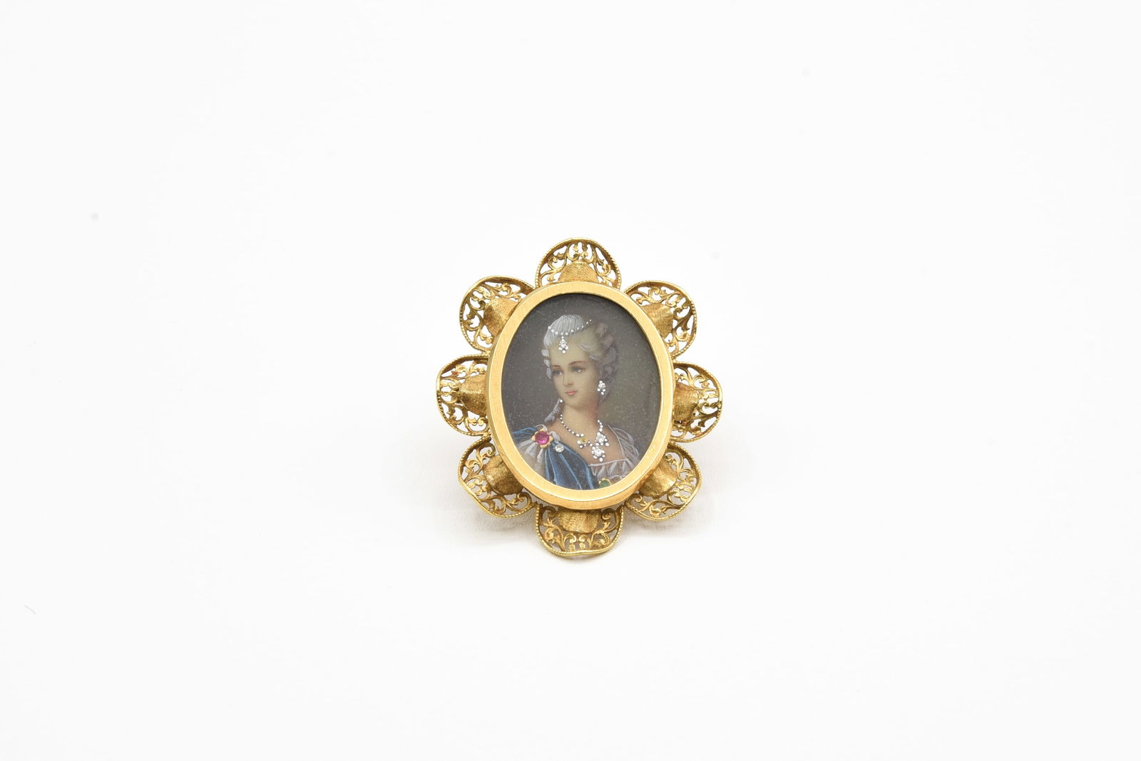 Victorian 18kt Gold Painted Portrait Pin / Pendant (1 of 3)