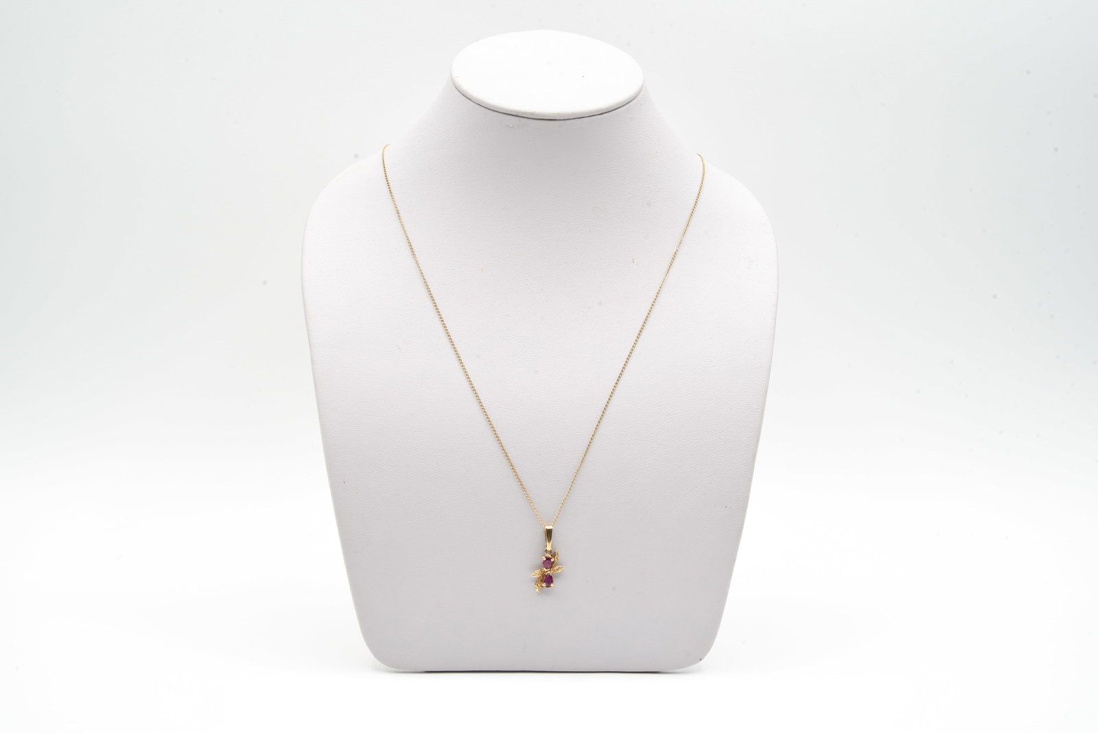 14kt Gold Chain & Gold Pendant with 2 Rubies (1 of 3)