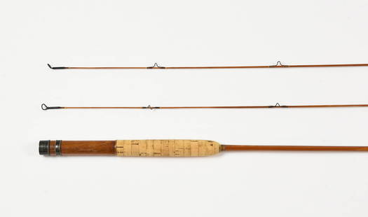 6' Payne Model 95 or 96 Fly Rod: Coming with a Payne Model 96 hang tag tied to the bag, this 2/2 rod features brown wraps tipped gold, blued ferrules, 4 1/4" cork grip (1/4" rings), blued reel seat cap & ring, and a red agate strippe