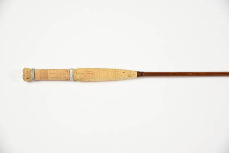 6' Orvis "Superfine" Impregnated Trout Rod: This rarely seen single-piece rod is in excellent condition and features brown wraps with chrome guides, and an all-cork reel seat with double aluminum sliding bands. It bears serial number 42716 and