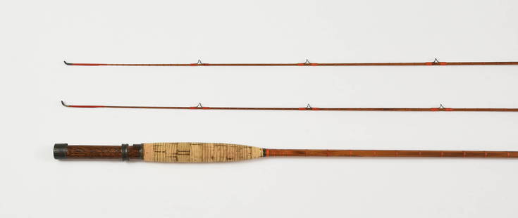 7' 4" F.E. Thomas "Mahogany Fairy" Fly Rod: Rare 2-piece "Special" model includes 2 tips and is in excellent restored condition. With new red wraps and intermediates, bronze English twist snake guides and a red agate stripper. The cork grip is