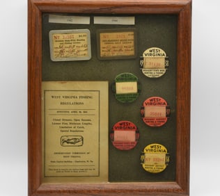 Framed West Virginia License Buttons