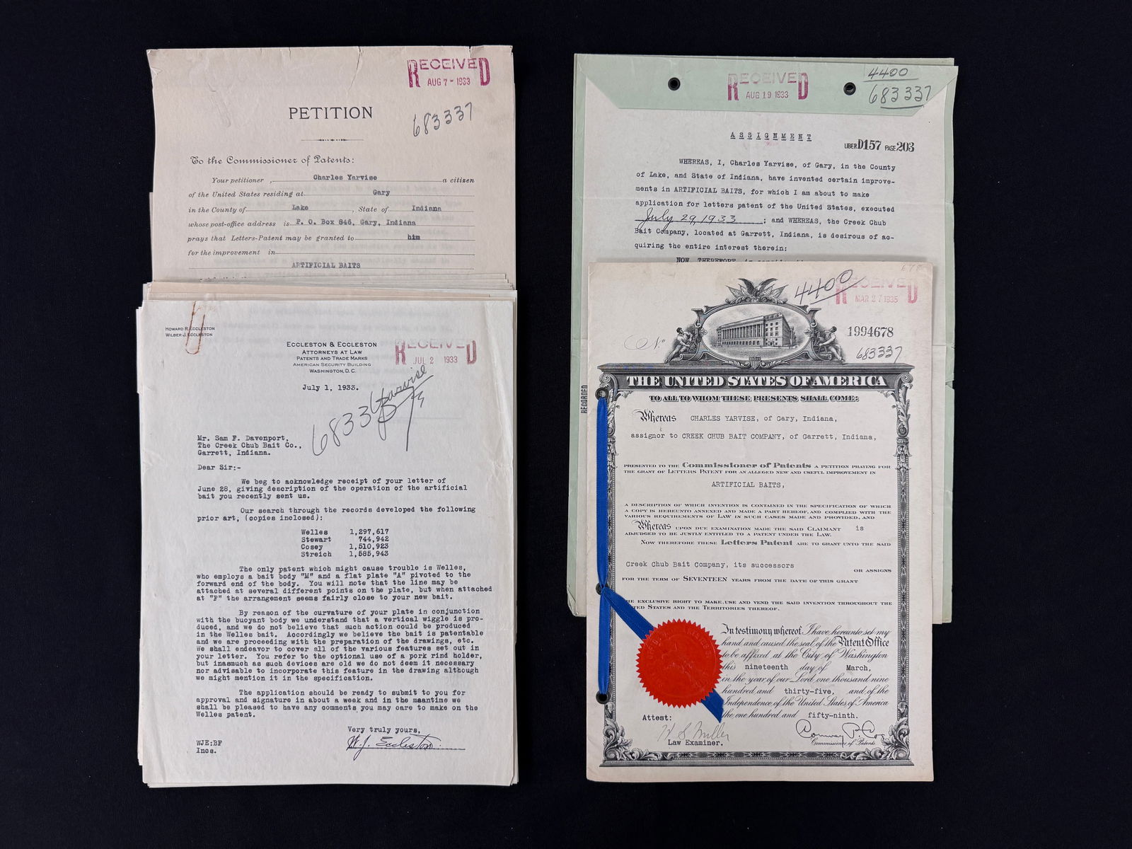 Creek Chub Original "Flip Flap" Patent Ephemera (1 of 3)