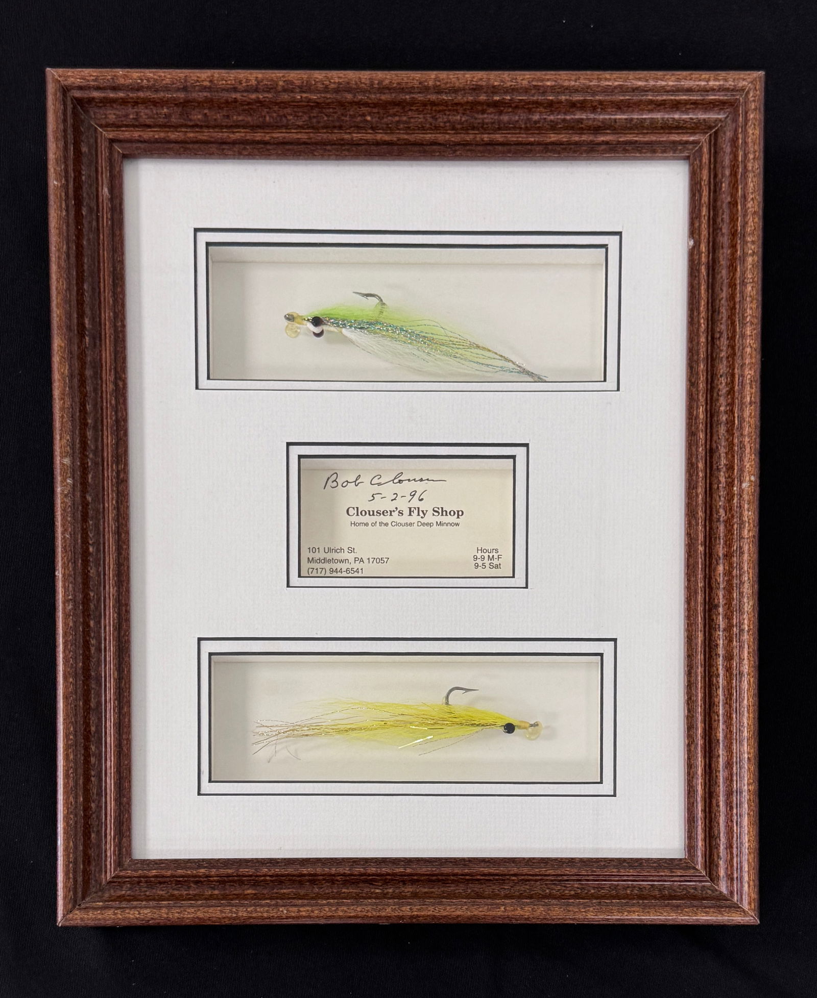 Framed Bob Clouser Minnow Flies (1 of 3)