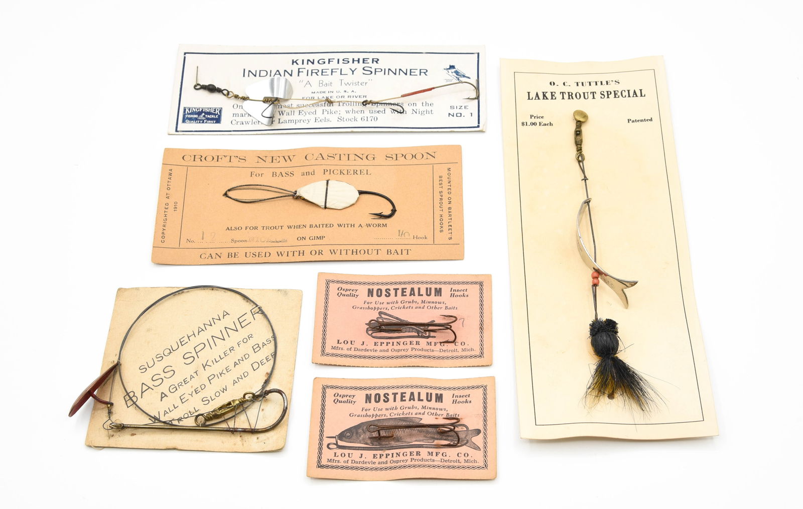 6 Early Carded Spinners & Hooks (1 of 1)