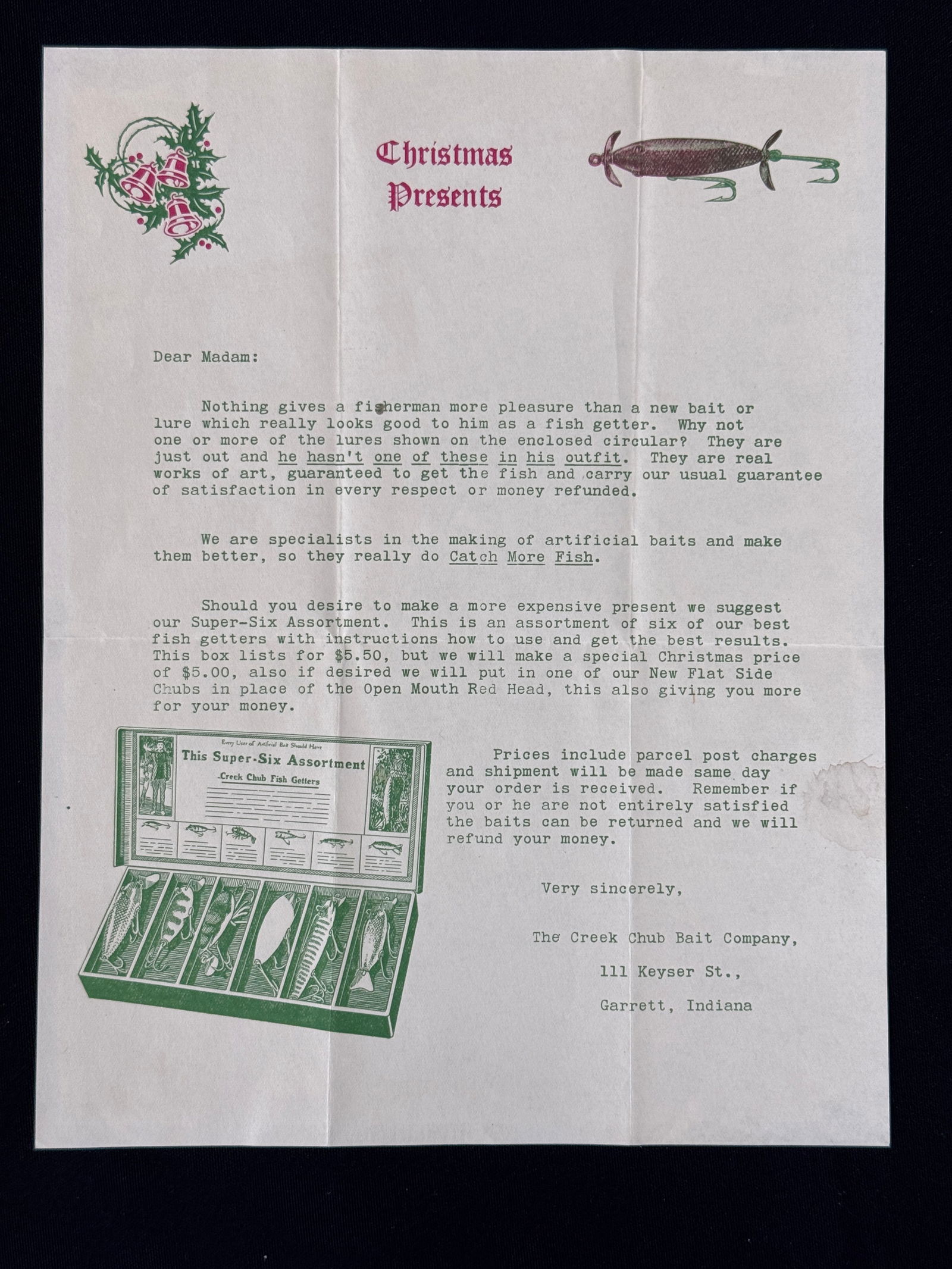 1922 Creek Chub Advertising Letter (1 of 1)