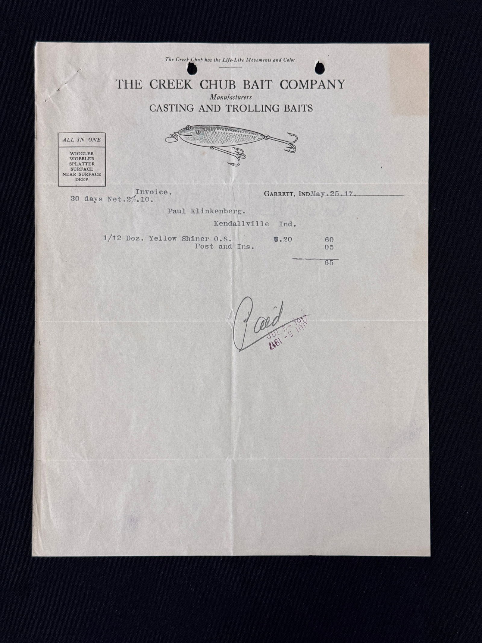 Early Creek Chub Picture Letterhead (1 of 1)