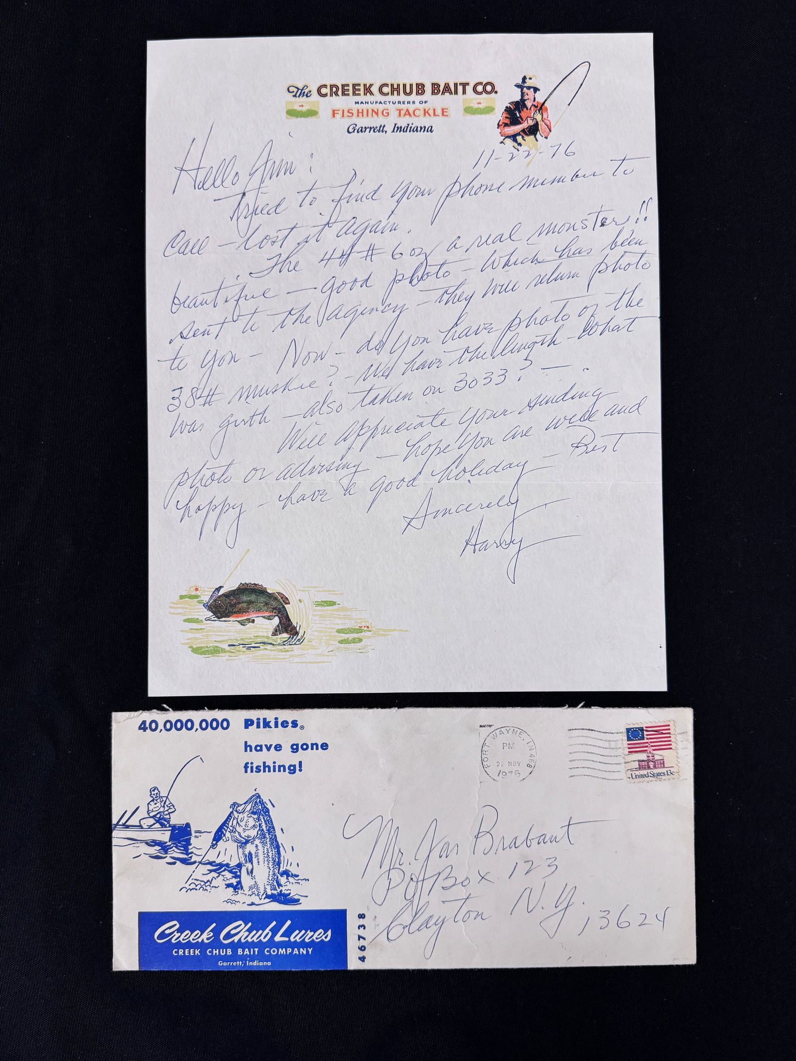 Creek Chub Harry Heinzerling Letter (1 of 4)