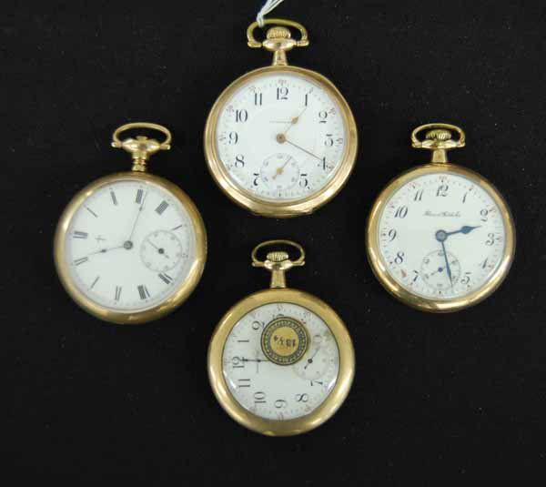 4 Pocket Watches: Waltham, Illinois, C.R. Smith & Son in as found condition. Provenance: from an estate in Middlebury, VT along with a collection of clock, watchmakers and jewelers tools; numerous pocket watches & part