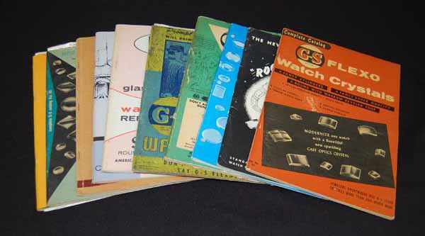 Watch Crystal Catalogs - Mid Twentieth Century: 10 pieces. Provenance: from an estate in Middlebury, VT along with a collection of clock, watchmakers and jewelers tools; numerous pocket watches & parts; early pocketwatch books & catalogs; machinist