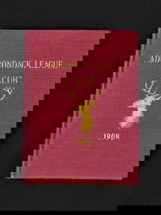 Rare 1908 Adirondack League Club Book: includes 2 fold out maps in back. Little Moose Lake and First Bisby Lake. Book is in very good condition. 5.75" x 7.75"