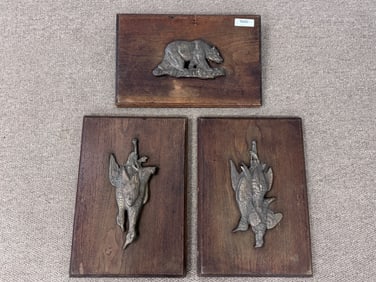 3 Bronze Wild Game Plaques