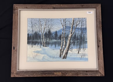 Robert Plumb Original Watercolor "Winter Birch"
