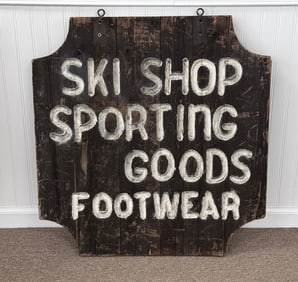 Ski Shop Sporting Goods Footwear Wooden Sign