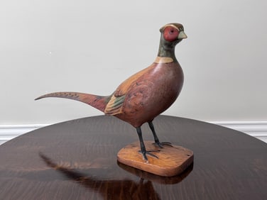 Life Size Wood Carving of Ring Neck Pheasant