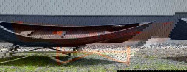 J. H. Rushton Pleasure Rowboat "EVA": Pleasure Rowboat EVA L: 13' 3" B: 36" Wt: 59 lbs Built by J. Henry Rushton, Canton, between 1873 and 1887 Rushton's earliest catalogs describe the advantages of his trademark half-oval ribs. "They hav