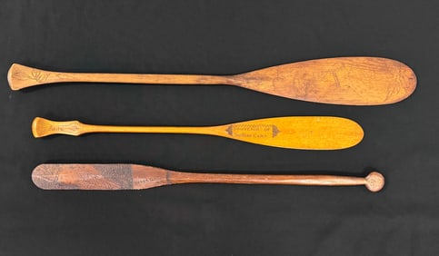 3 Early Carved Souvenir Paddles