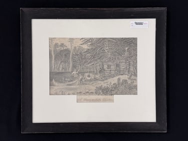 Pencil Sketch Drawing of a Lakeside Shantie