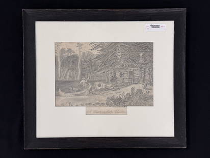 Pencil Sketch Drawing of a Lakeside Shantie: 18.25" x 21"