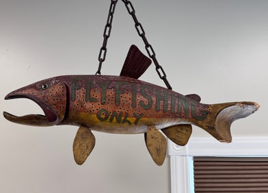 Folk Art Carved & Painted Fish Sign