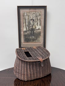 Early Fishing Creel & Hand Colored Photograph