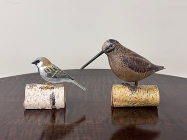 Half Size Woodcock & Carved Sparrow