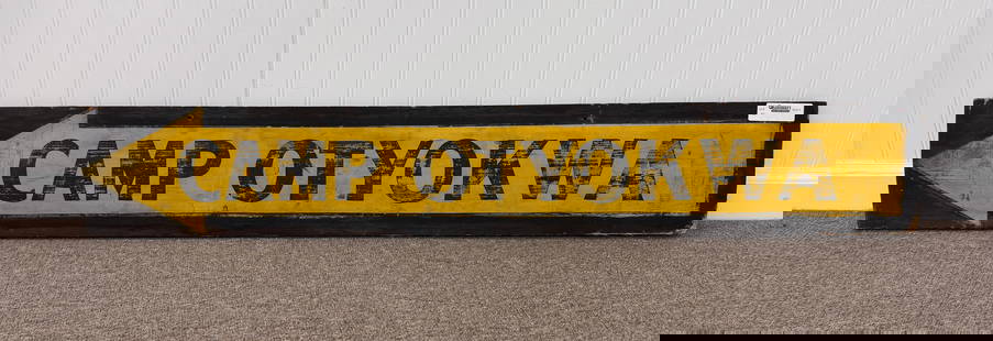 CAMP OTYOKWA Wooden Double Sided Sign: hand painted. 7.5" x 48"