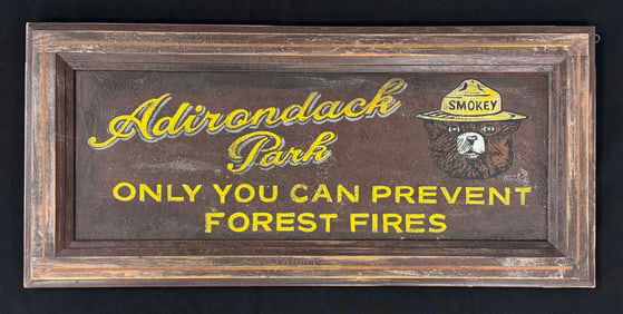 Adirondack Park Smokey Bear Hand Painted Sign