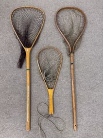 3 Wooden Handled Fishing Nets