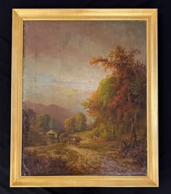 J.W. Bell Oil on Canvas Country Scene Painting