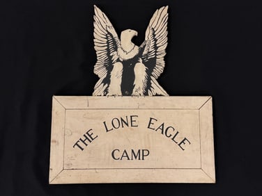 The Lone Eagle Camp Wooden Painted Sign